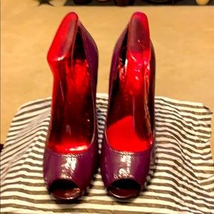 BCBG Never worn Peep toe Heels.Purple 3 1/2 Heels